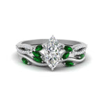 Load image into Gallery viewer, vine-willow-marquise-cut-diamond-ring-with-emerald-willow-wedding-set-in-white-gold-FDENR3211MQGEMGRANGLE3-NL-WG