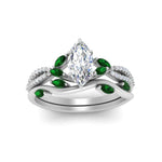 Load image into Gallery viewer, vine-willow-marquise-cut-diamond-ring-with-emerald-willow-wedding-set-in-white-gold-FDENR3211MQGEMGRANGLE3-NL-WG
