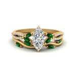Load image into Gallery viewer, vine-willow-marquise-cut-diamond-ring-with-emerald-willow-wedding-set-in-yellow-gold-FDENR3211MQGEMGRANGLE3-NL-YG
