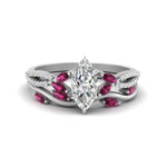 Load image into Gallery viewer, vine-willow-marquise-cut-diamond-ring-with-pink-sapphire-willow-wedding-set-in-white-gold-FDENR3211MQGSADRPIANGLE3-NL-WG