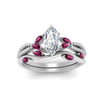 Load image into Gallery viewer, vine-willow-marquise-cut-diamond-ring-with-pink-sapphire-willow-wedding-set-in-white-gold-FDENR3211MQGSADRPIANGLE3-NL-WG
