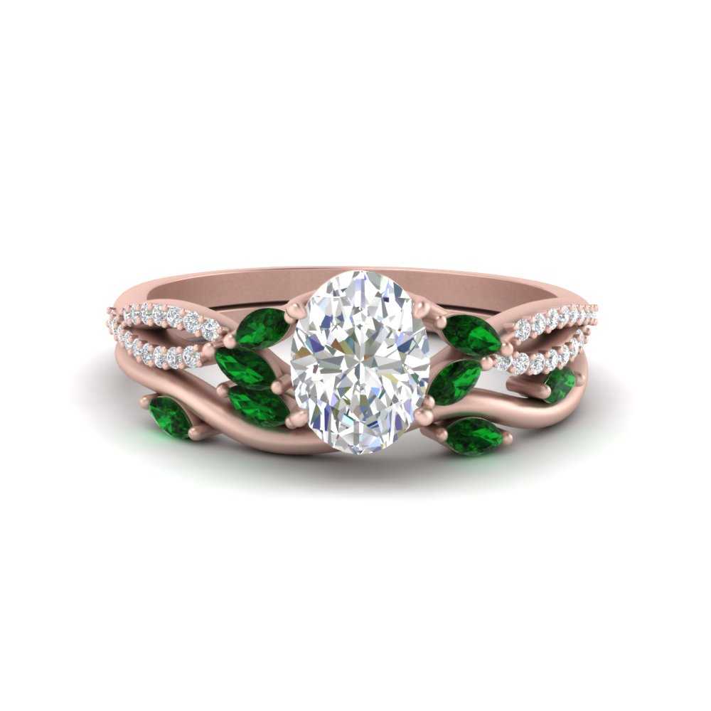 vine-willow-oval-shaped-diamond-ring-with-emerald-willow-wedding-set-in-rose-gold-FDENR3211OVGEMGRANGLE3-NL-RG