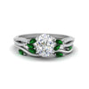 Load image into Gallery viewer, vine-willow-oval-shaped-diamond-ring-with-emerald-willow-wedding-set-in-white-gold-FDENR3211OVGEMGRANGLE3-NL-WG