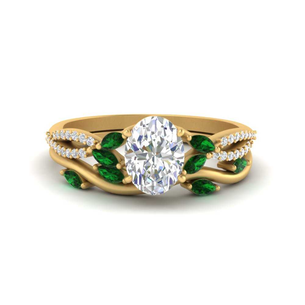 vine-willow-oval-shaped-diamond-ring-with-emerald-willow-wedding-set-in-yellow-gold-FDENR3211OVGEMGRANGLE3-NL-YG