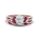 Load image into Gallery viewer, vine-willow-oval-shaped-diamond-ring-with-pink-sapphire-willow-wedding-set-in-rose-gold-FDENR3211OVGSADRPIANGLE3-NL-RG
