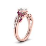 Load image into Gallery viewer, vine-willow-oval-shaped-diamond-ring-with-pink-sapphire-willow-wedding-set-in-rose-gold-FDENR3211OVGSADRPIANGLE3-NL-RG
