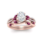 Load image into Gallery viewer, vine-willow-oval-shaped-diamond-ring-with-pink-sapphire-willow-wedding-set-in-rose-gold-FDENR3211OVGSADRPIANGLE3-NL-RG
