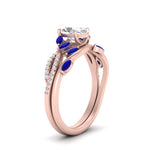 Load image into Gallery viewer, vine-willow-oval-shaped-diamond-ring-with-sapphire-willow-wedding-set-in-rose-gold-FDENR3211OVGSABLANGLE3-NL-RG

