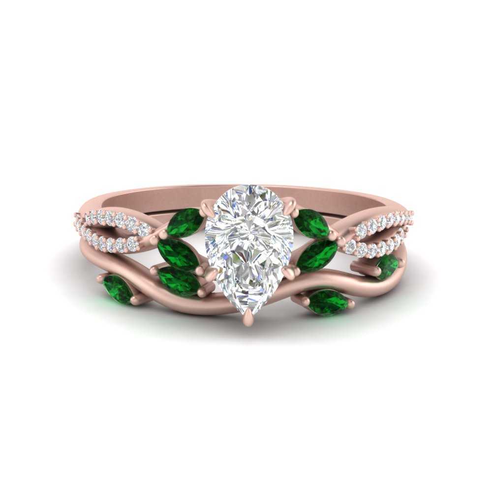 vine-willow-pear-shaped-diamond-ring-with-emerald-willow-wedding-set-in-rose-gold-FDENR3211PEGEMGRANGLE3-NL-RG