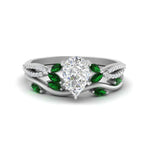 Load image into Gallery viewer, vine-willow-pear-shaped-diamond-ring-with-emerald-willow-wedding-set-in-white-gold-FDENR3211PEGEMGRANGLE3-NL-WG