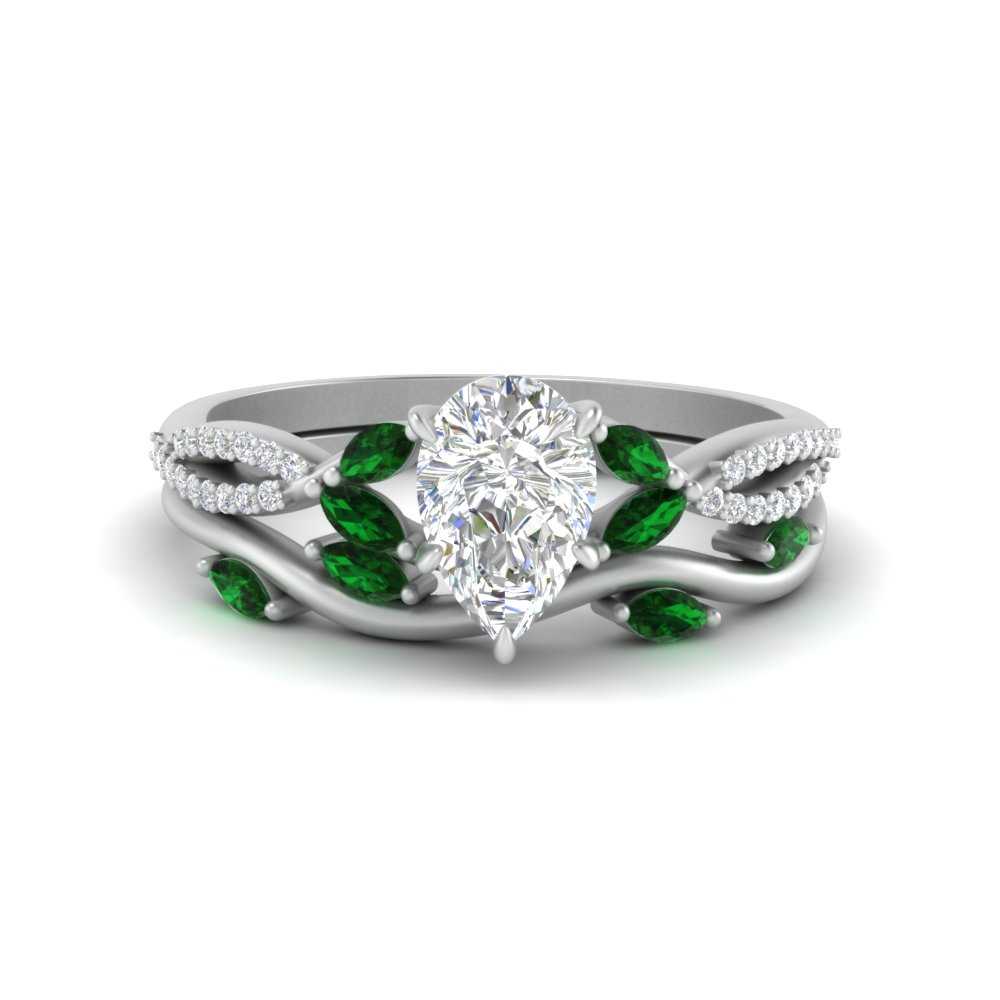 vine-willow-pear-shaped-diamond-ring-with-emerald-willow-wedding-set-in-white-gold-FDENR3211PEGEMGRANGLE3-NL-WG