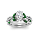 Load image into Gallery viewer, vine-willow-pear-shaped-diamond-ring-with-emerald-willow-wedding-set-in-white-gold-FDENR3211PEGEMGRANGLE3-NL-WG