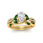Load image into Gallery viewer, vine-willow-pear-shaped-diamond-ring-with-emerald-willow-wedding-set-in-yellow-gold-FDENR3211PEGEMGRANGLE3-NL-YG