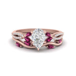 Load image into Gallery viewer, vine-willow-pear-shaped-diamond-ring-with-pink-sapphire-willow-wedding-set-in-rose-gold-FDENR3211PEGSADRPIANGLE3-NL-RG