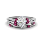 Load image into Gallery viewer, vine-willow-pear-shaped-diamond-ring-with-pink-sapphire-willow-wedding-set-in-white-gold-FDENR3211PEGSADRPIANGLE3-NL-WG