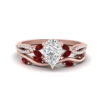 Load image into Gallery viewer, vine-willow-pear-shaped-diamond-ring-with-ruby-willow-wedding-set-in-rose-gold-FDENR3211PEGRUDRANGLE3-NL-RG