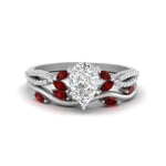 Load image into Gallery viewer, vine-willow-pear-shaped-diamond-ring-with-ruby-willow-wedding-set-in-white-gold-FDENR3211PEGRUDRANGLE3-NL-WG
