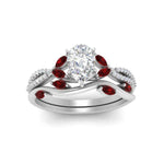 Load image into Gallery viewer, vine-willow-pear-shaped-diamond-ring-with-ruby-willow-wedding-set-in-white-gold-FDENR3211PEGRUDRANGLE3-NL-WG