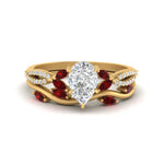 Load image into Gallery viewer, vine-willow-pear-shaped-diamond-ring-with-ruby-willow-wedding-set-in-yellow-gold-FDENR3211PEGRUDRANGLE3-NL-YG