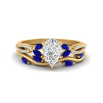 Load image into Gallery viewer, vine-willow-pear-shaped-diamond-ring-with-sapphire-willow-wedding-set-in-yellow-gold-FDENR3211PEGSABLANGLE3-NL-YG