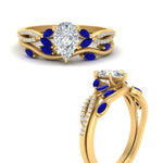 Load image into Gallery viewer, vine-willow-pear-shaped-diamond-ring-with-sapphire-willow-wedding-set-in-yellow-gold-FDENR3211PEGSABLANGLE3-NL-YG