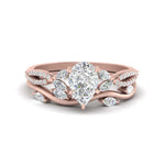 Load image into Gallery viewer, vine-willow-pear-shaped-diamond-ring-with-willow-wedding-set-in-rose-gold-FDENR3211PEANGLE3-NL-RG