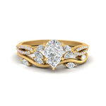 Load image into Gallery viewer, vine-willow-pear-shaped-diamond-ring-with-willow-wedding-set-in-yellow-gold-FDENR3211PEANGLE3-NL-YG