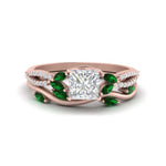 Load image into Gallery viewer, vine-willow-princess-cut-diamond-ring-with-emerald-willow-wedding-set-in-rose-gold-FDENR3211PRGEMGRANGLE3-NL-RG
