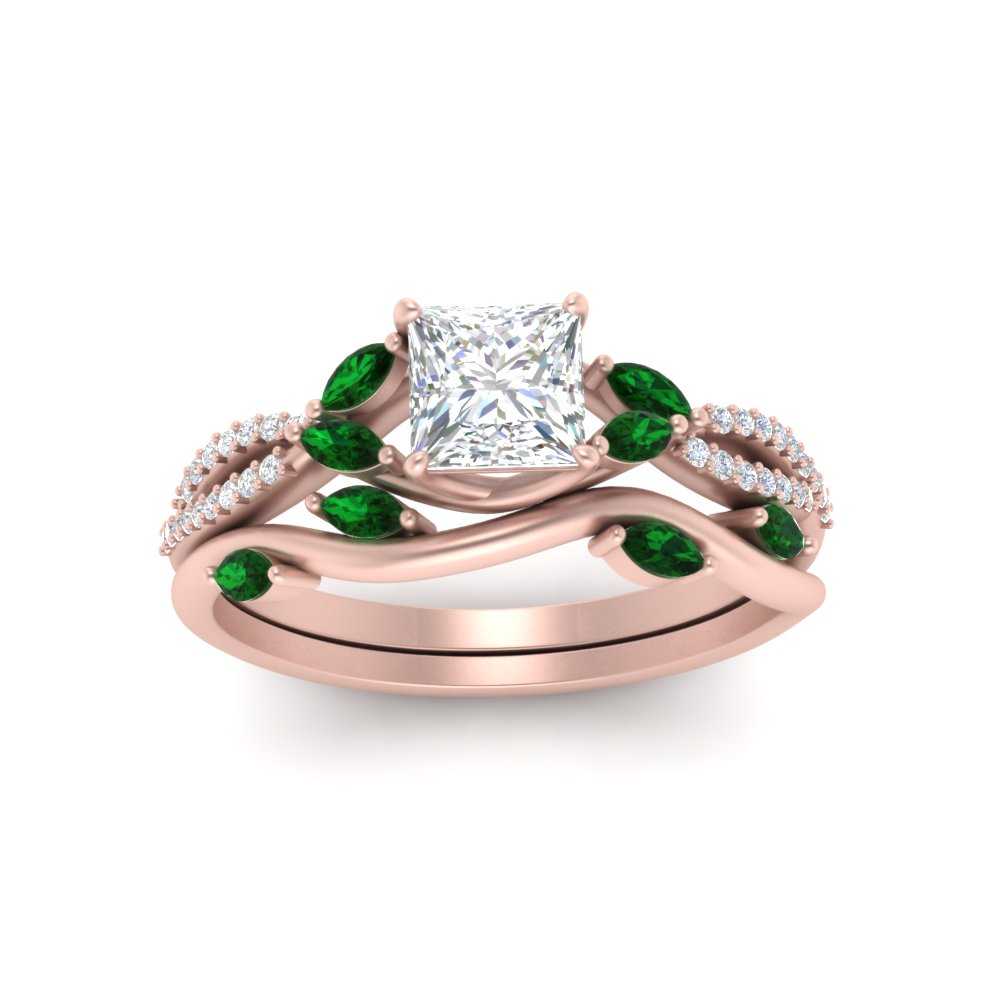 vine-willow-princess-cut-diamond-ring-with-emerald-willow-wedding-set-in-rose-gold-FDENR3211PRGEMGRANGLE3-NL-RG