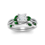 Load image into Gallery viewer, vine-willow-princess-cut-diamond-ring-with-emerald-willow-wedding-set-in-white-gold-FDENR3211PRGEMGRANGLE3-NL-WG