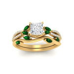 Load image into Gallery viewer, vine-willow-princess-cut-diamond-ring-with-emerald-willow-wedding-set-in-yellow-gold-FDENR3211PRGEMGRANGLE3-NL-YG

