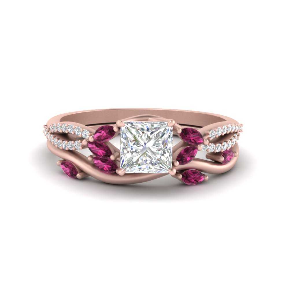 vine-willow-princess-cut-diamond-ring-with-pink-sapphire-willow-wedding-set-in-rose-gold-FDENR3211PRGSADRPIANGLE3-NL-RG