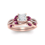 Load image into Gallery viewer, vine-willow-princess-cut-diamond-ring-with-pink-sapphire-willow-wedding-set-in-rose-gold-FDENR3211PRGSADRPIANGLE3-NL-RG
