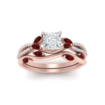 Load image into Gallery viewer, vine-willow-princess-cut-diamond-ring-with-ruby-willow-wedding-set-in-rose-gold-FDENR3211PRGRUDRANGLE3-NL-RG
