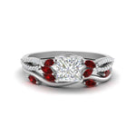 Load image into Gallery viewer, vine-willow-princess-cut-diamond-ring-with-ruby-willow-wedding-set-in-white-gold-FDENR3211PRGRUDRANGLE3-NL-WG