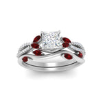 Load image into Gallery viewer, vine-willow-princess-cut-diamond-ring-with-ruby-willow-wedding-set-in-white-gold-FDENR3211PRGRUDRANGLE3-NL-WG
