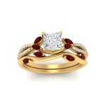 Load image into Gallery viewer, vine-willow-princess-cut-diamond-ring-with-ruby-willow-wedding-set-in-yellow-gold-FDENR3211PRGRUDRANGLE3-NL-YG
