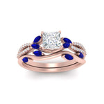 Load image into Gallery viewer, vine-willow-princess-cut-diamond-ring-with-sapphire-willow-wedding-set-in-rose-gold-FDENR3211PRGSABLANGLE3-NL-RG
