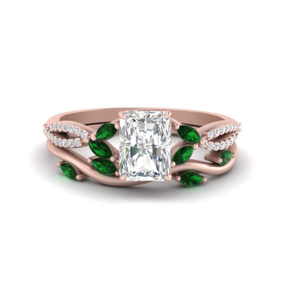 vine-willow-radiant-cut-diamond-ring-with-emerald-willow-wedding-set-in-rose-gold-FDENR3211RAGEMGRANGLE3-NL-RG