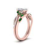 Load image into Gallery viewer, vine-willow-radiant-cut-diamond-ring-with-emerald-willow-wedding-set-in-rose-gold-FDENR3211RAGEMGRANGLE3-NL-RG