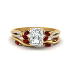 Load image into Gallery viewer, vine-willow-radiant-cut-diamond-ring-with-ruby-willow-wedding-set-in-yellow-gold-FDENR3211RAGRUDRANGLE3-NL-YG
