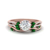 Load image into Gallery viewer, vine-willow-round-cut-diamond-ring-with-emerald-willow-wedding-set-in-rose-gold-FDENR3211ROGEMGRANGLE3-NL-RG