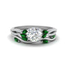 Load image into Gallery viewer, vine-willow-round-cut-diamond-ring-with-emerald-willow-wedding-set-in-white-gold-FDENR3211ROGEMGRANGLE3-NL-WG