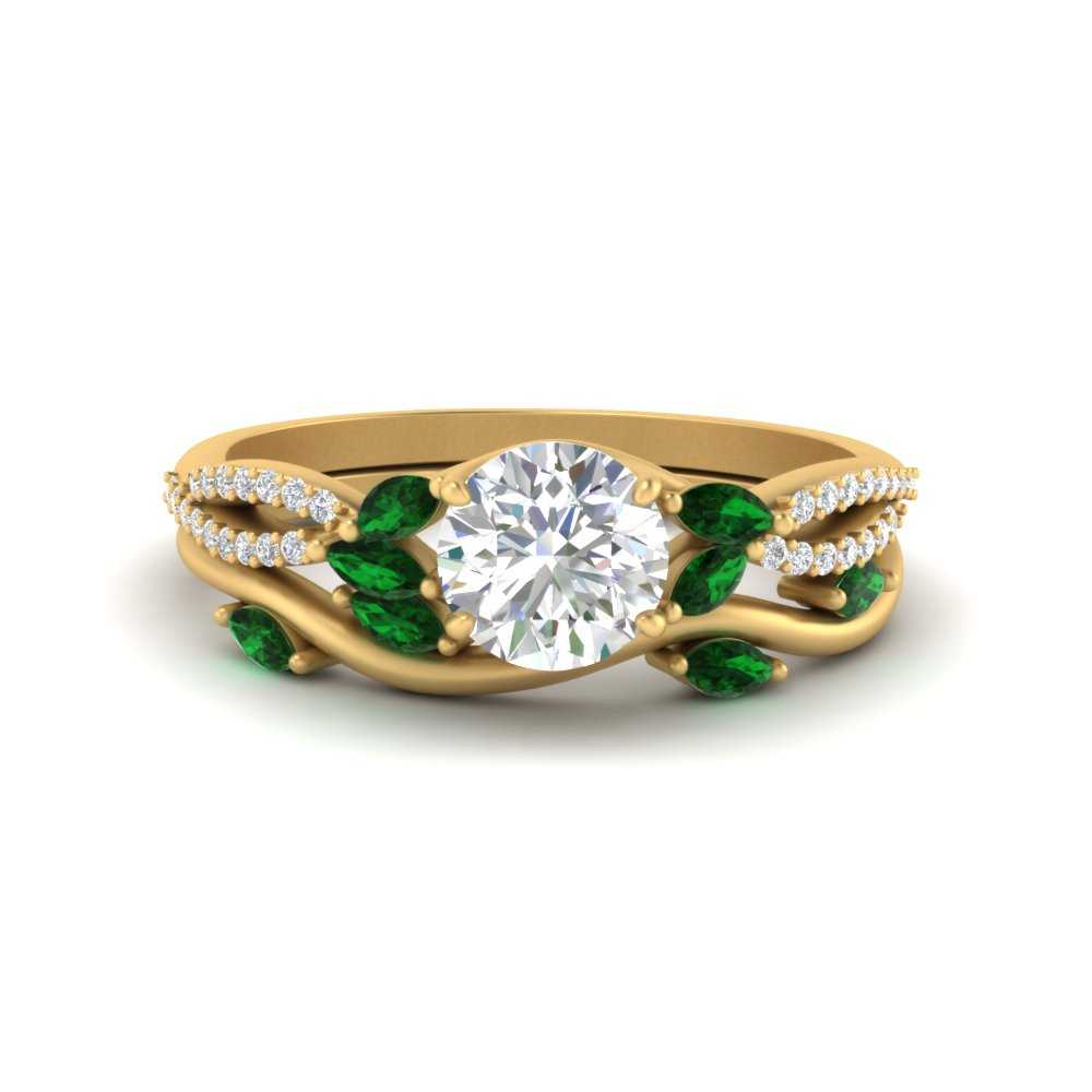 vine-willow-round-cut-diamond-ring-with-emerald-willow-wedding-set-in-yellow-gold-FDENR3211ROGEMGRANGLE3-NL-YG