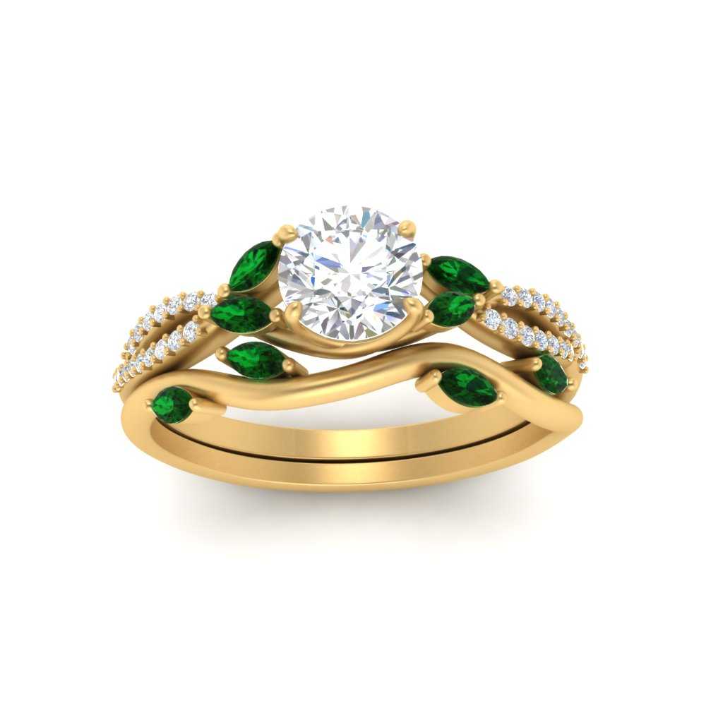 vine-willow-round-cut-diamond-ring-with-emerald-willow-wedding-set-in-yellow-gold-FDENR3211ROGEMGRANGLE3-NL-YG