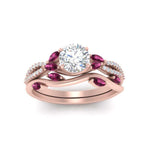 Load image into Gallery viewer, vine-willow-round-cut-diamond-ring-with-pink-sapphire-willow-wedding-set-in-rose-gold-FDENR3211ROGSADRPIANGLE3-NL-RG