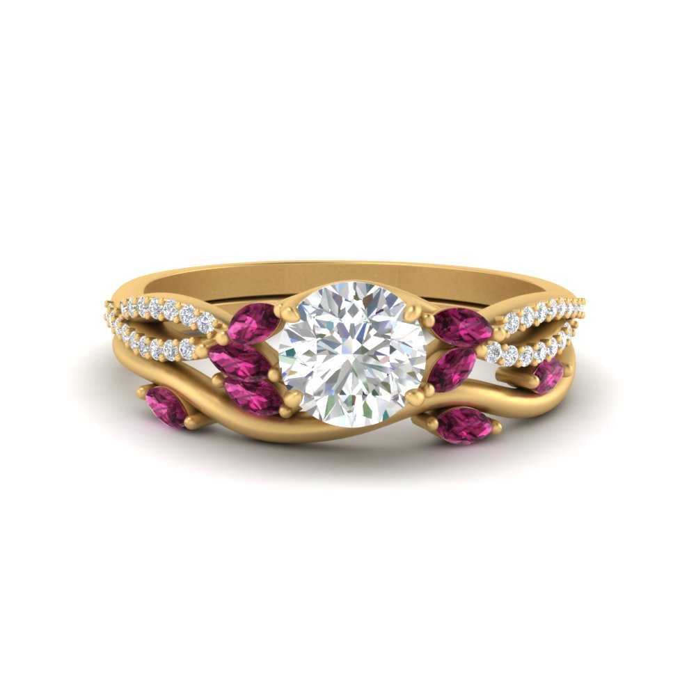 vine-willow-round-cut-diamond-ring-with-pink-sapphire-willow-wedding-set-in-yellow-gold-FDENR3211ROGSADRPIANGLE3-NL-YG