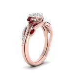 Load image into Gallery viewer, vine-willow-round-cut-diamond-ring-with-ruby-willow-wedding-set-in-rose-gold-FDENR3211ROGRUDRANGLE3-NL-RG