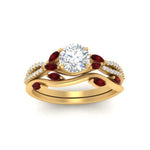 Load image into Gallery viewer, vine-willow-round-cut-diamond-ring-with-ruby-willow-wedding-set-in-yellow-gold-FDENR3211ROGRUDRANGLE3-NL-YG