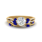 Load image into Gallery viewer, vine-willow-round-cut-diamond-ring-with-sapphire-willow-wedding-set-in-yellow-gold-FDENR3211ROGSABLANGLE3-NL-YG